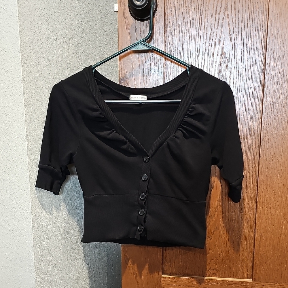 Black Button-Down Top